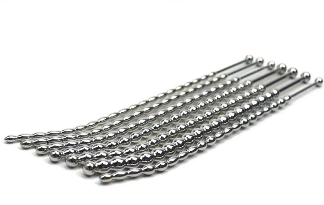 Solid 304 Stainless Steel Pull Beads Urethral Sound Insertion 7 Size Urethral Dilators Stimulate Sex Toys for Men Penis Plug