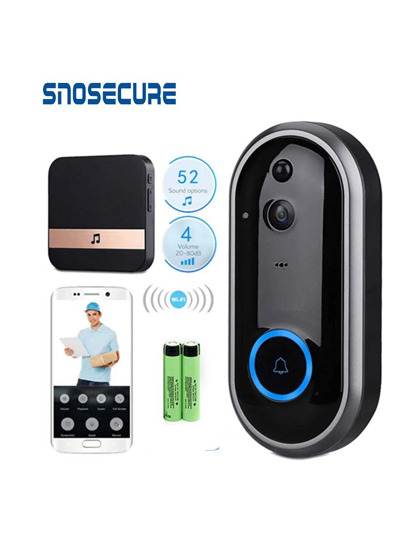 SNOSECURE видео дверной звонок монитор домофон 720P камера безопасности дверной телефон двухстороннее аудио ночное видение беспроводной домофон дверной Звонок