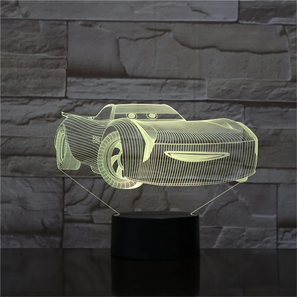 3D ночной Светильник автомобили светильник ning McQueen детский ночной Светильник Цвет изменен акриловая настольная лампа подарки для детей рождественские игрушки челнока