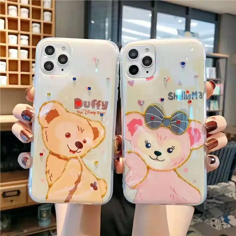 Cute Cartoon Duffy ShellieMay rabbit Blu-ray Case for iphone 11 Pro MAX XS XR X Diamond Soft Silicone Luxury Couple Phone Cover |