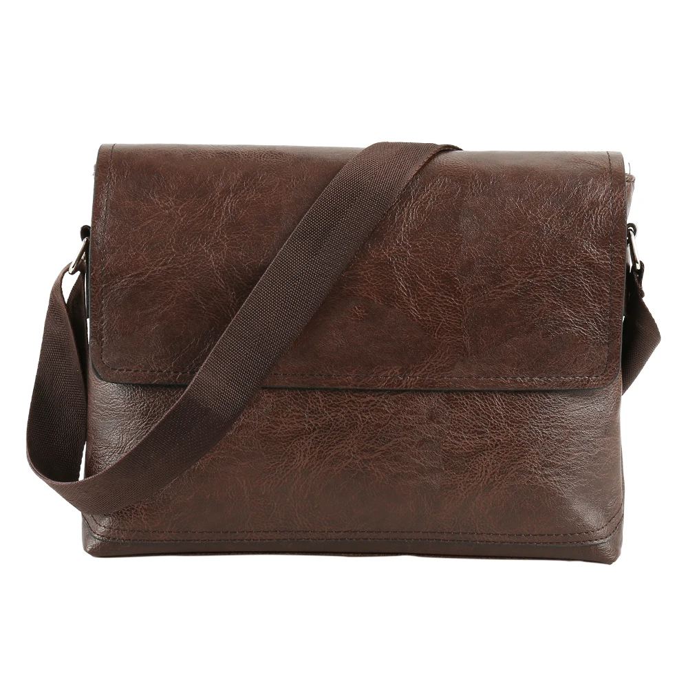 Dark Brown Модные мужские сумки, мужские Сумки из искусственной кожи, сумки-мессенджеры для мужчин, Повседневная Деловая винтажная сумка через плечо - Цвет: Dark Brown