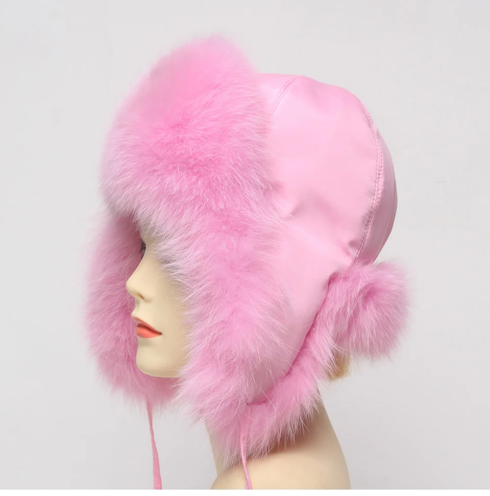 Hot Sale Genuine Fox Fur Hat Russian Women Real Fur Caps Bomber Hats 100%Natural Fox Fur Caps Fashion Fur Hat Retail wholesale