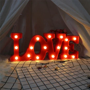 

Romantic 3D LOVE LED Letter Sign Night Light Marquee Warm Light Table Lamp Lanterns Nightlights for Wedding Decor Lovers Gifts