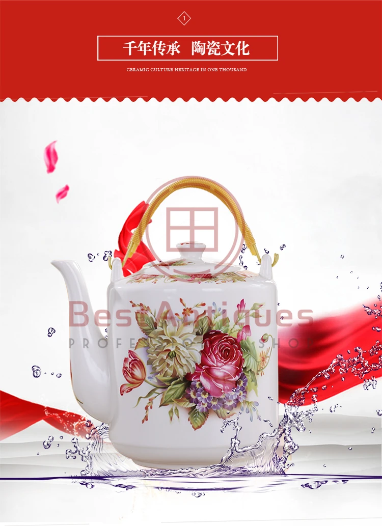 

Jingdezhen Ceramics Ceramic Teapot Best Craft Supplies Traditional Chinese Fortune Successive Years Rich Flowers Bloom 21 Models
