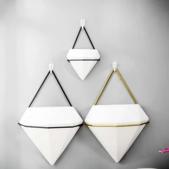 

Triangle Ceramic Air Planter Pot Hanging Decor Plant Flower Pot Home Office Decoration Ornament Wall Hanging Planter Pot