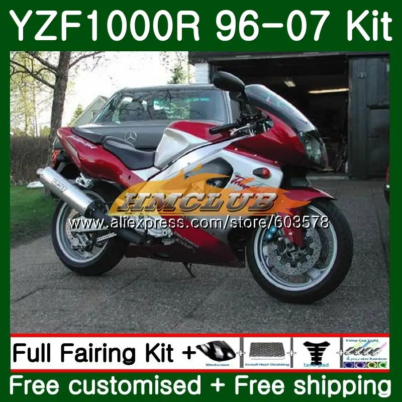 Kit For YAMAHA YZF1000R Thunderace 1996 2007 61CL.0 YZF-1000R YZF 1000R 96 97 98 99 00 01 02 03 04 05 06 07 Fairing Silvery red