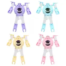 Детские часы электронные детские наручные часы деформации с ночной Светильник Малыш Робот Электронные часы игрушка 7in1 подарок