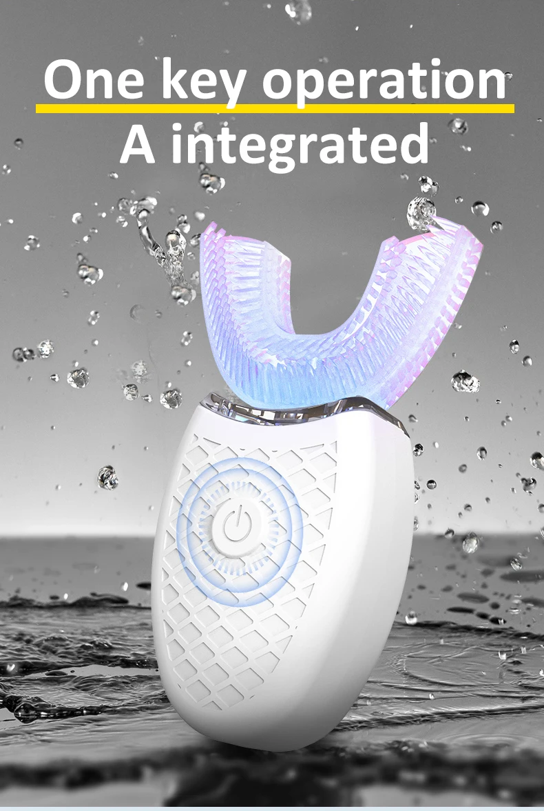 U-образная электрическая зубная щетка для взрослых Автоматическая силиконовая ультразвуковая зубная щетка 360 ° отбеливающая мощная щетка для чистки инструментов
