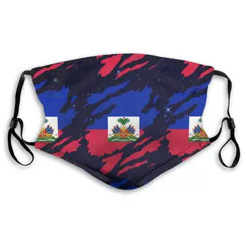 

Flag of Haiti Mouth Cover Mask with PM2.5 Filters 5 Layers of Protection for Unisex Black