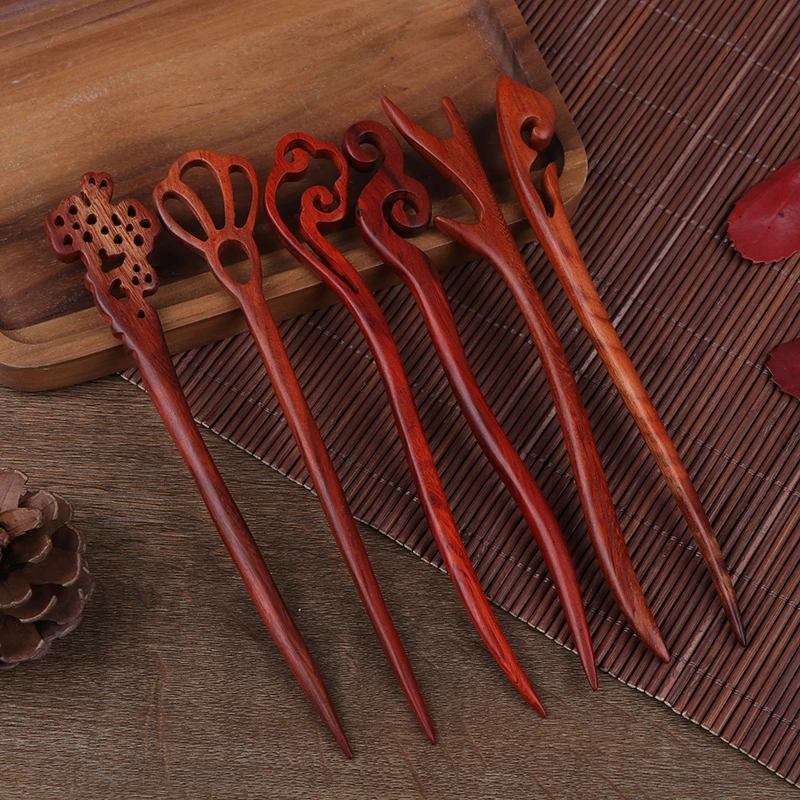 Vintage Handmade Chopstick Hair Stick Vintage Wood Carved Hairpin For