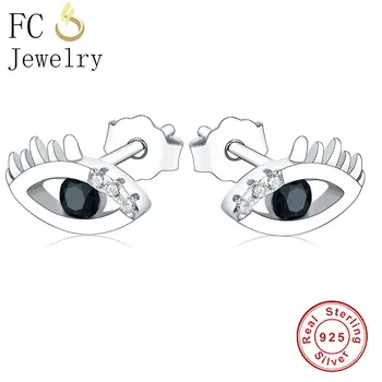 

FC Jewelry 100% 925 Silver Small Turkish Evil Eye Zirconia Crystal Stud Earring For Women's Accessories Brinco Amulet Oorbellen