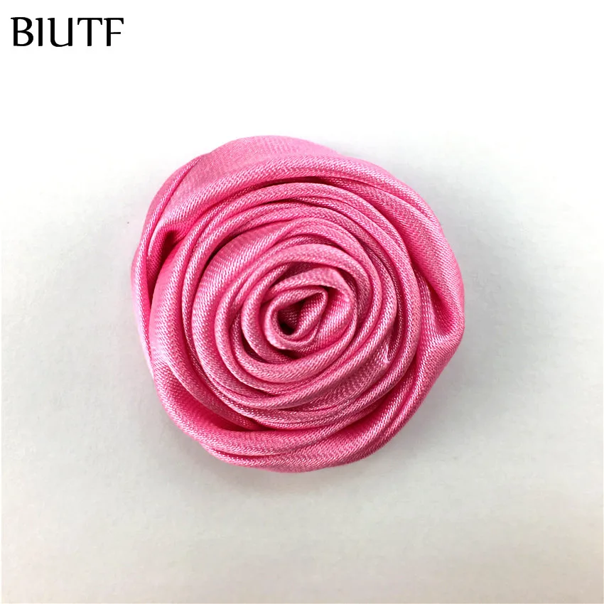 19-m pink 10 шт./лот, 3,5 см, мини свернутый атласный цветок с зажимом для волос, цветок бутон розы с зажимом для волос, свадебный букет, сделай сам, материал TH64 - Цвет: 19-m pink