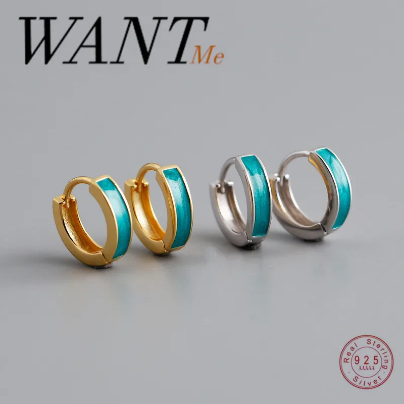 Женские серьги WANTME из серебра 925 пробы с зеленым капанием|Серьги-гвоздики| |