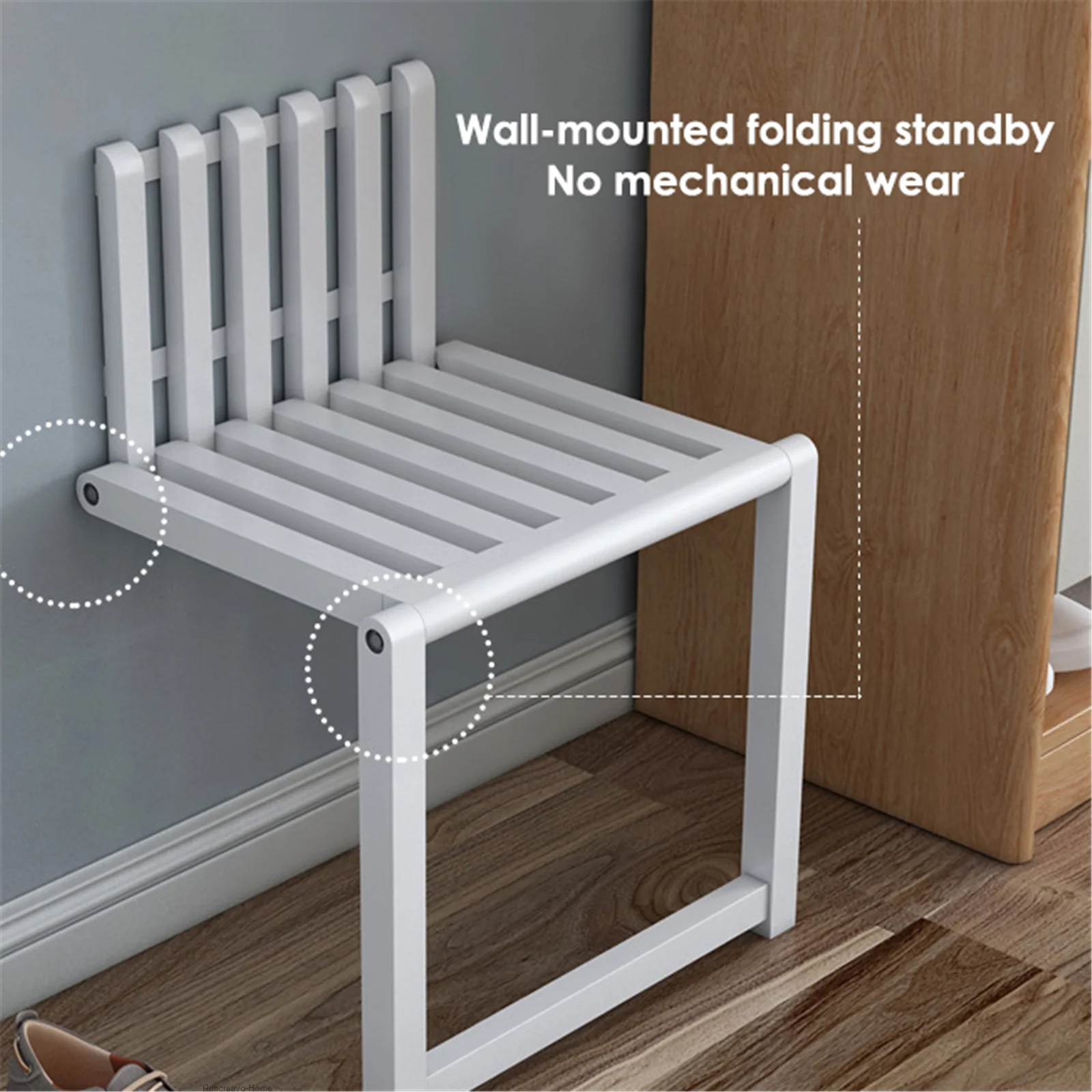 Folding Footstool Wall-mounted Wall Folding Porch Chair Door Shoe Cabinet Hidden Footstool Folding Bathroom Stool