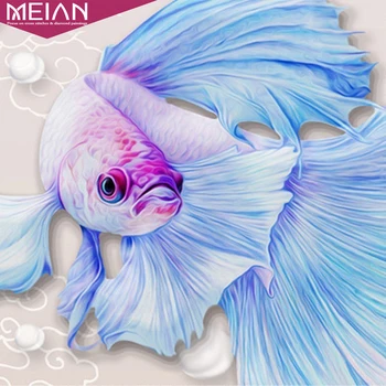 

MEIAN 5D DIY Diamond Painting Fish Diamond Mosaic Full Rhinestones Diamond Embroidery Cross Stitch Cartoon Home Decor