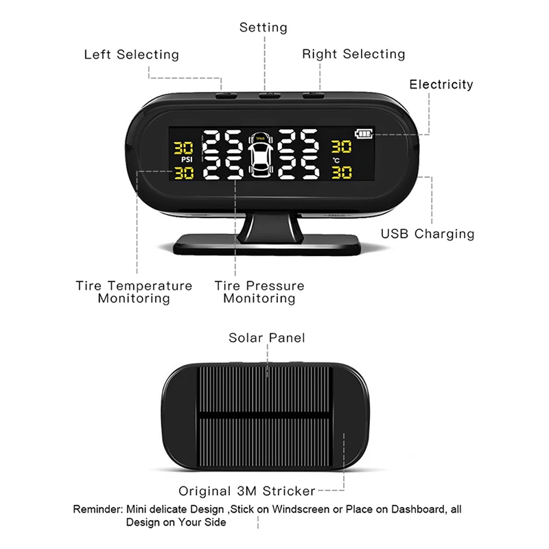 Умный автомобиль Tpms ароматерапия система контроля давления в шинах солнечной энергии цифровой ЖК-дисплей Автоматическая охранная сигнализация s шины предварительно