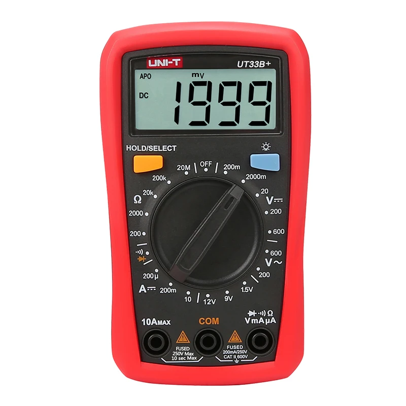 UNI-T UT33B+ мини Карманный мультиметр тестер Цифровой Счетчик Вольтметр переменного/постоянного тока цифровой амперметр непрерывность тест с тестовыми проводами