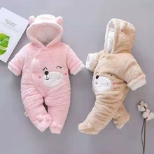 Combinaisons à capuche pour nouveau né, jolies barboteuses chaudes avec oreilles d'ours pour bébé fille et garçon, vêtements d'hiver 