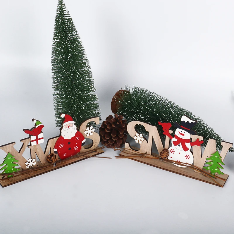 Noel Christmas Decorations for Home Wooden Craft Xmas Navidad Christmas Gift Santa Claus Snowman Gift Box Christmas Tree Decor