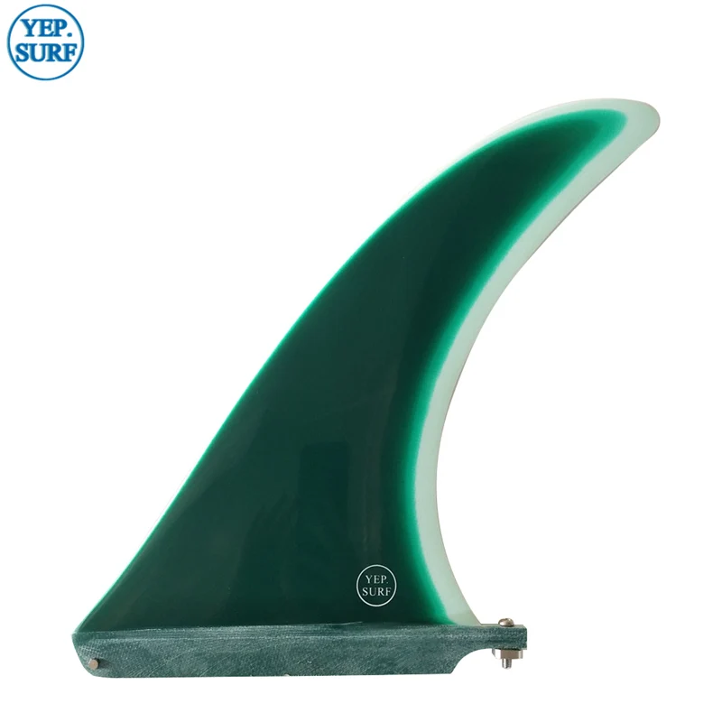 Зеленый/коричневый цвет серфинга Лонгборд плавник 11 дюймов полировальный плавник для серфинга 1" глянцевый стекловолокно для серфинга одноплавник стоячий весло