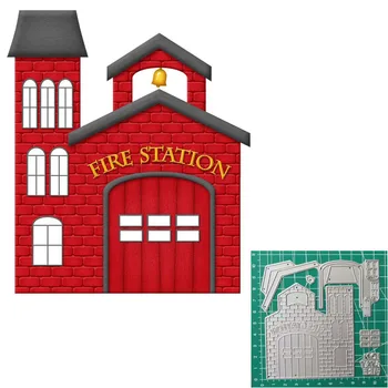 

106*106mm Fire Station House Metal Cutting Dies Scrapbooking Dies Metal Nouveau Arrivage 2019