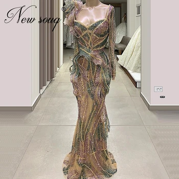 

2020 Long Mermaid Evening Dresses Turkish Prom Dress With Beading Formal Arabic Dubai Party Gown Women Robe De Soiree Islamic