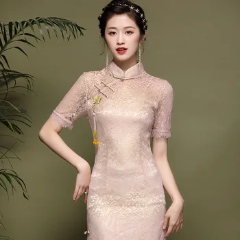 

French dress 2020 new female in huai young girl lace improved qipao dress 20107