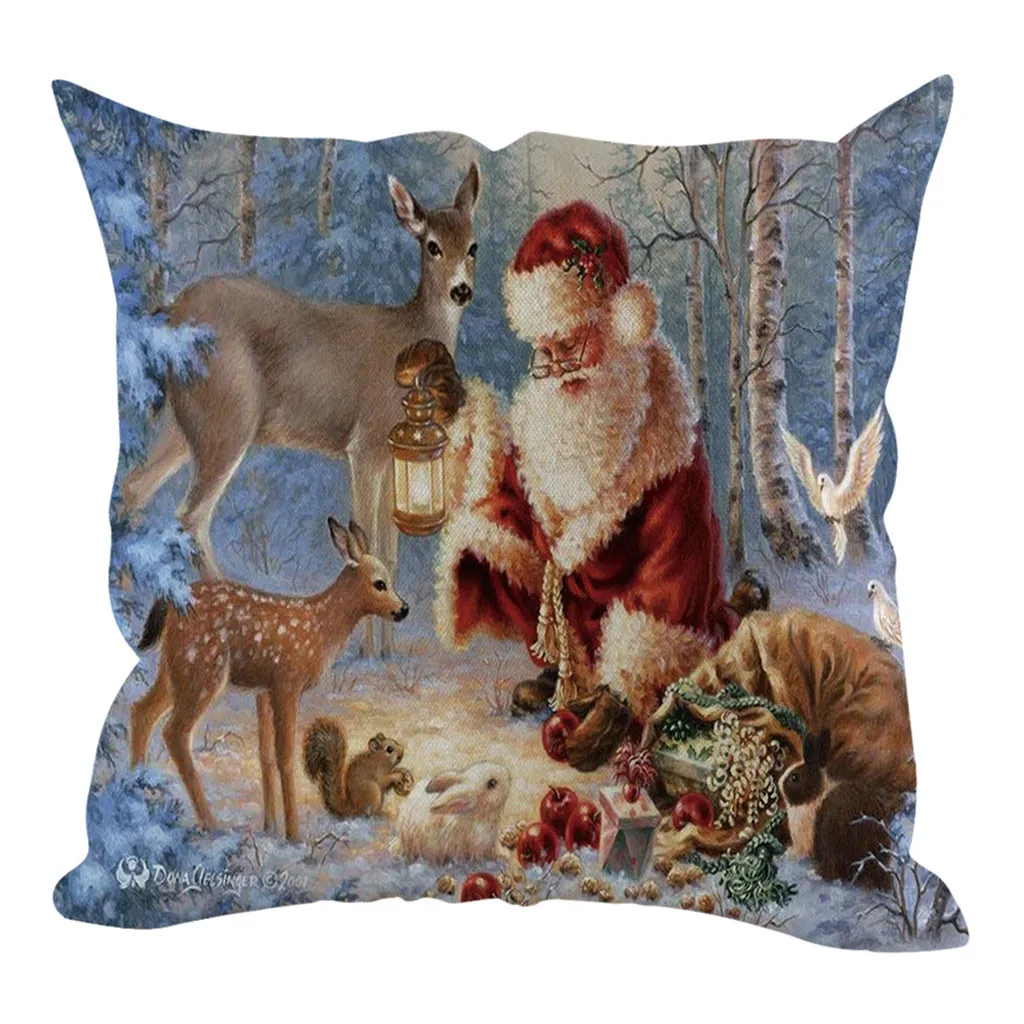 45x45 см наволочка с Рождеством Санта Рождественский Чехол на подушку автомобиль домашнее украшение для дивана наволочка плюшевая наволочка