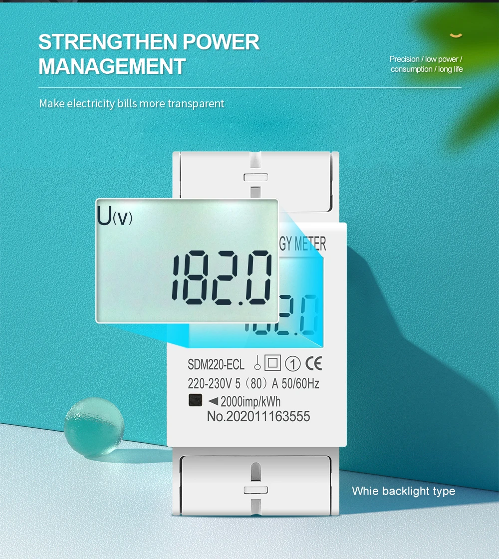 80a din rail single phase two wire lcd digital display power consumption energy electric meter kwh ac 220v 230v 50hz/60hz