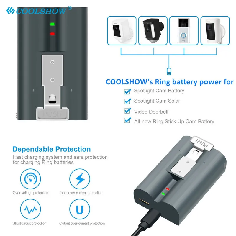 Anel de Bateria de Íon-lítio para Reposição Campainha de Vídeo 7000mah para Vídeo em Anel Bateria Campainha Plus 2 v4 3 - Image 4