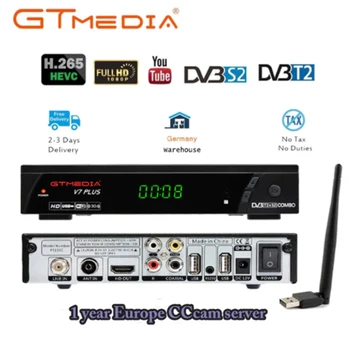 

GTMEDIA V7 PLUS receptor DVB-S2 DVB-T2 Satellite TV Combo Receiver+wifi antenna Support H.265+Spain Italy CZ 2 year Cam 5 Clines