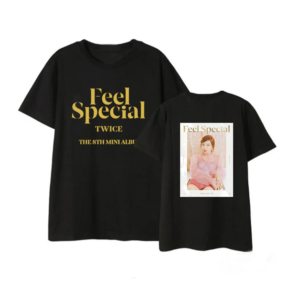 Kpop TWICE FEEL SPECIAL The 8th Mini Album Shirt Повседневная Свободная одежда в стиле хип-хоп футболка Топы с короткими рукавами футболка DX1219