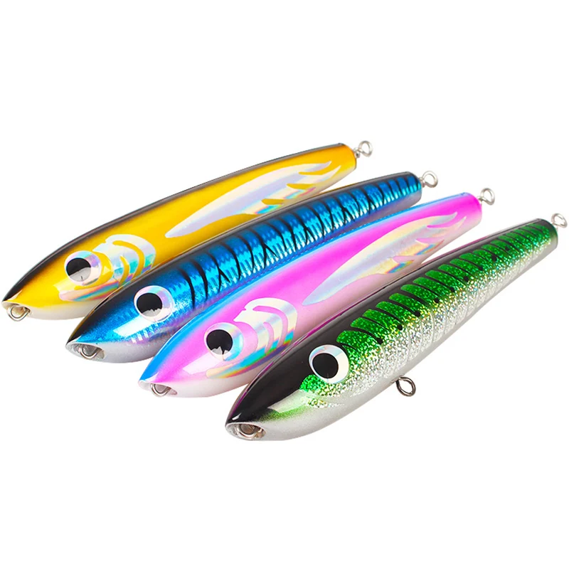 

8.66"/120g JE Topwater Wooden Stickbait GT Surface Trolling Lure Deep Sea Pencil Boat Fishing Artificial Bait Open Ocean Timber