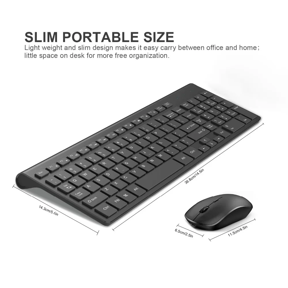  Rechargeable Wireless Keyboard Mouse Combo Set Spanish/US/UK Keyboard and 2400 DPI Mice For Compute