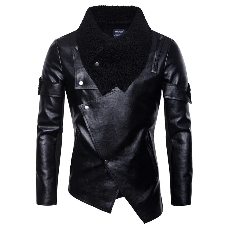 Мотоциклетная кожаная куртка для мужчин с неровной индивидуальностью панк кожаная куртка Мужская искусственная кожа пальто уличная