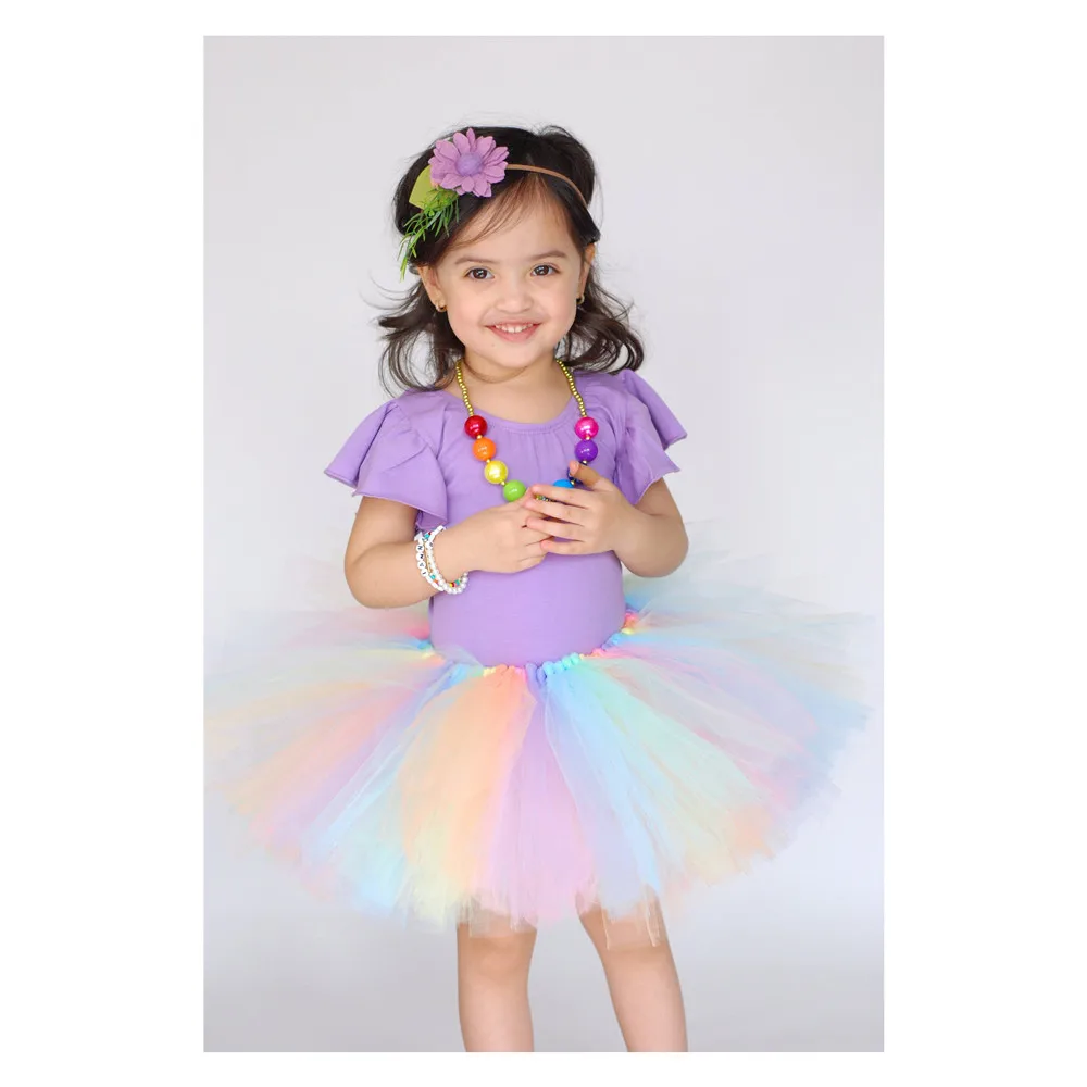 2-10 Year Children Girls rainbowBallet Tulle splice Ruffle Short Crinoline Petticoats Baby Girl Underskirt Tutu Girls Fluffy Bab
