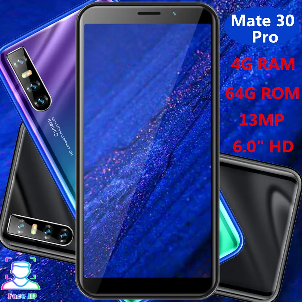 Mate 30 pro, глобальная версия смартфонов, 4 грамма, 64 Гб ПЗУ, 5 Мп+ 13 МП камера, четыре ядра, 6,0 дюйма, 18:9, распознавание лица, разблокированные мобильные телефоны Android