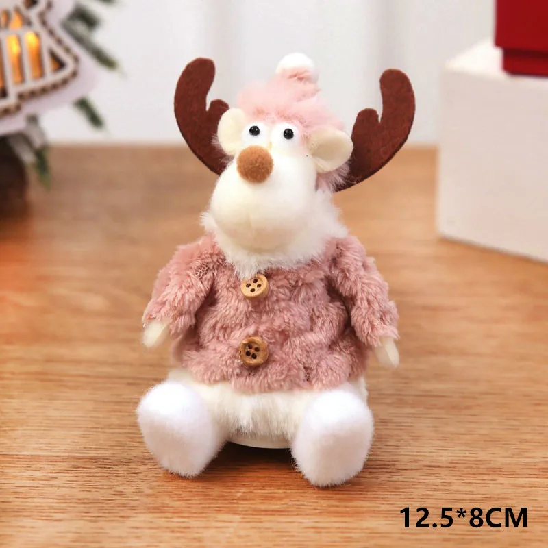 A19-Sitting Elk Год подарок милый Рождественский Шелковый плюшевый Ангел Кукла орнамент с рождественской елкой Noel рождественские украшения для дома Navidad Декор - Цвет: A19-Sitting Elk