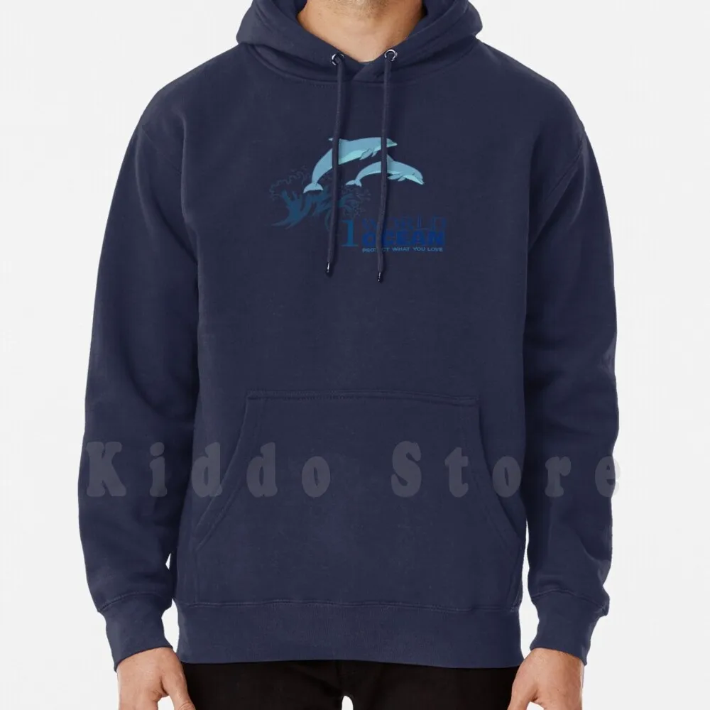 

1 World Ocean - Dolphins hoodie long sleeve Dolphins Bottlenose One Ocean 1 World Swim Jump Protect What
