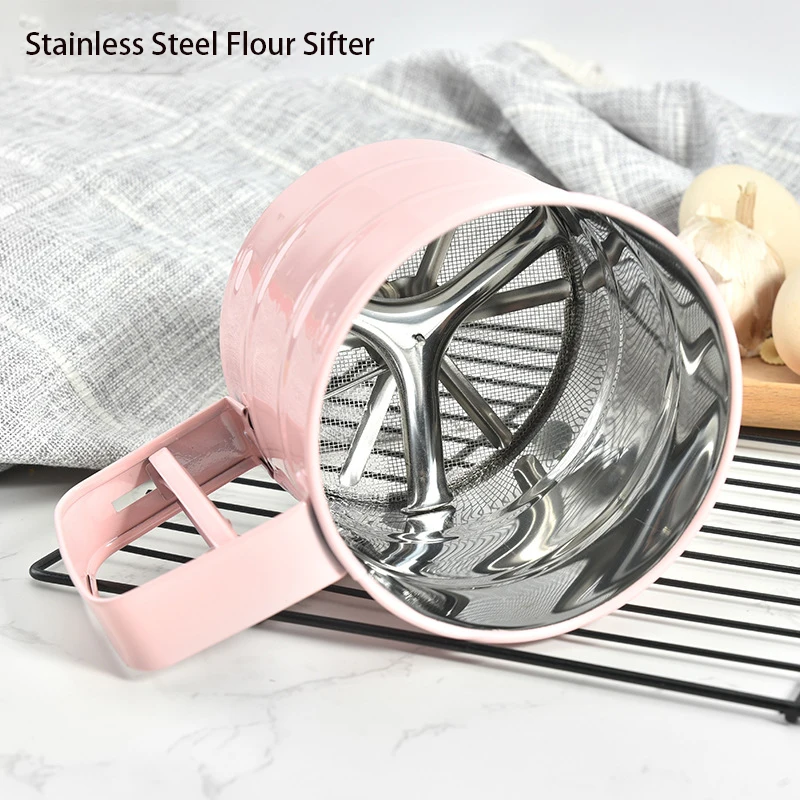Stainless Steel Flour Sifter Home Kitchen Baking Pastry Tools Icing Sugar Bake Handheld Shape Flour Sifter Bakery Tools