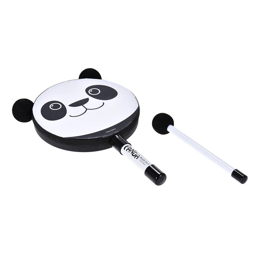 6in Panda Tambourine Percussion Musical Instrument Toy Gift with Mallet for Baby Kids Children