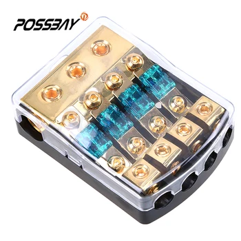 

Audio Fuse Box 1 In 4 Way Out Block Holder Circuit Fuse Box with Crystal Cover for Auto Car Fuse Box 30A/60A/80A/100A/150A