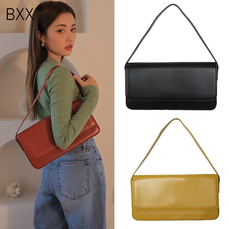 

[BXX] Women's Single Shoulder Bag All-match Flap 2019 Autumn Brand Designer Package PU Leather Solid Color Party Handbag HI015