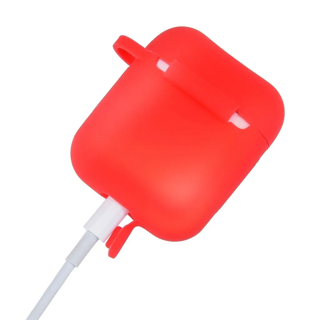 VOBERRY, портативный аксессуар для гарнитуры, набор для Airpods 2& 1, чехол для зарядки, силиконовый защитный чехол и брелок с помпоном, ремешок 829#2