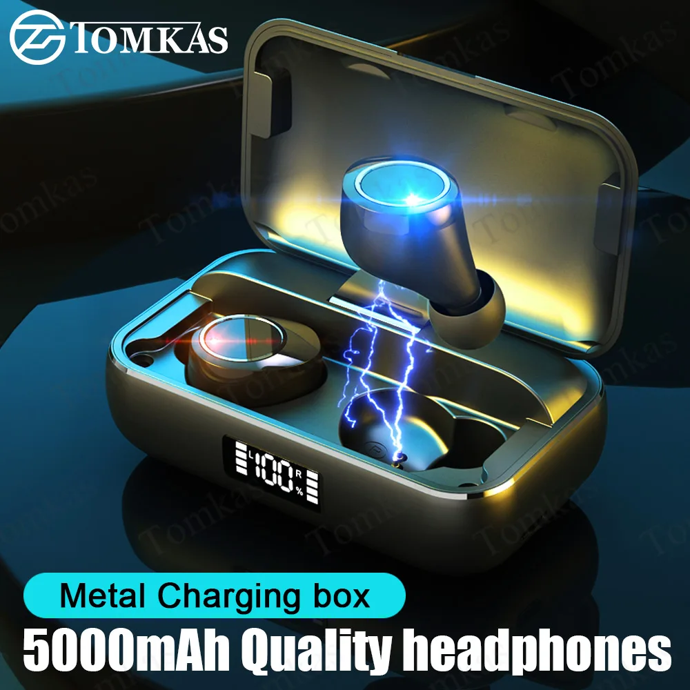 Беспроводные наушники TOMKAS Bluetooth 5000 мА/ч металлические водонепроницаемые
