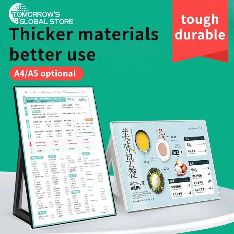 Multifunctional A4 Acrylic A3 Menu A5 Bar Counter Milk Tea Shop Recipe Billboard Desk Card Holder Price Display Brand |