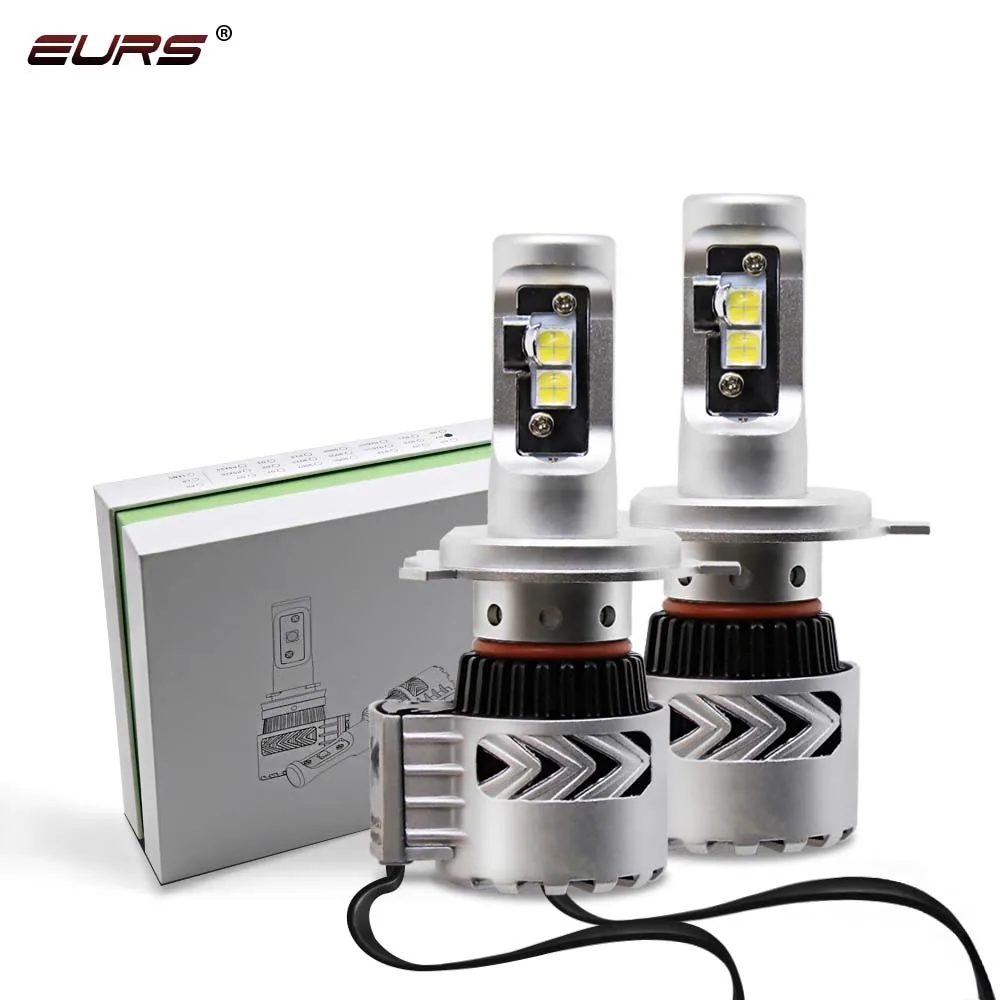 Светодиодные автолампы EURS(TM) 2 шт. XHP50 H7 H4 фары головного света 9005 HB3 12000 люмен Super