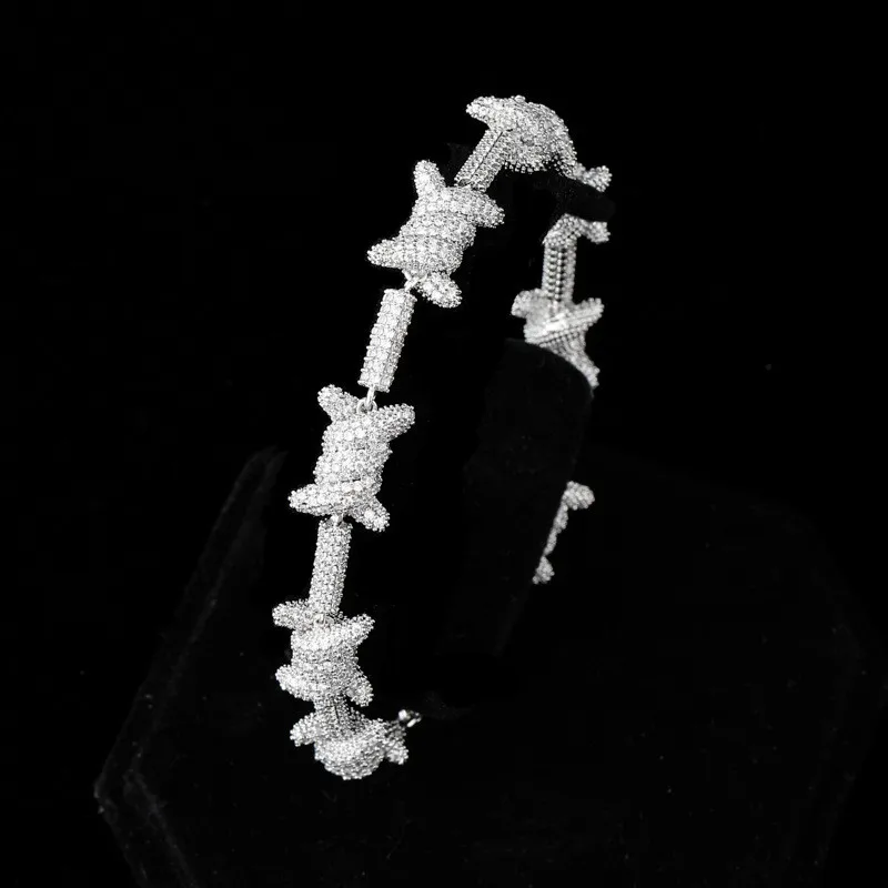 Bling Iced Out шахматный узор х узел браслет зубец Установка AAA кубический циркон мода хип хоп Ювелирные изделия Подарки
