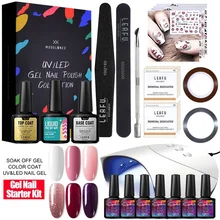 Modelones, 16 шт./лот, Гель-лак, 36 Вт, светодиодная лампа, Гель-лак для ногтей, набор, впитывается, базовый, верхний слой для ногтей, Полупостоянный блеск, Гель-лак для ногтей