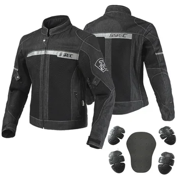 

SSPEC Casual Sweater Jacket Men Denim Motorcycle Jacket Off-Road Racing Hoodies Motorbike Motocross Protective Gear Chaqueta 3XL